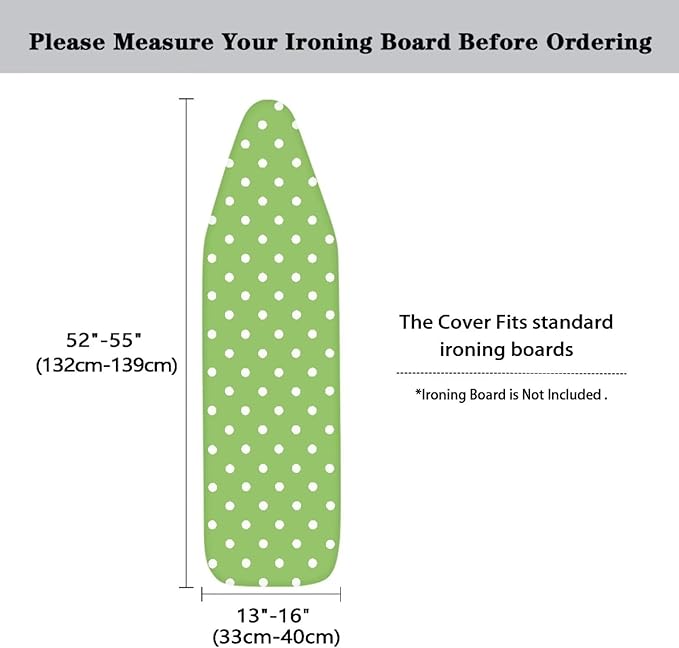 Ironing Board Cover Ironing Accessories with Elastic Edge Thick Iron Cover for Ironing Ventilate Table Top Ironing Board Cover-Green Spot