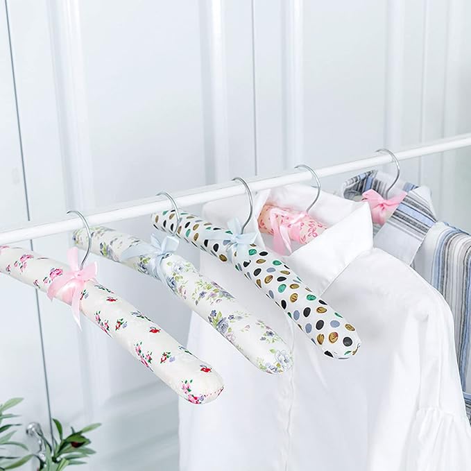 Padded Hangers for Clothes Satin Hangers Clothes Hangers Padded Hanger for Women Sweaters (Floral-10pcs)