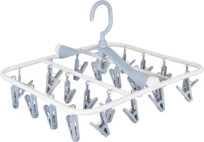 Premium Cloth Drying Hanger Rack(24 Clips) 360 Degree Portable & Rotatable Clips,Baby Clothes Hanger, Foldable Hanger (Grey)