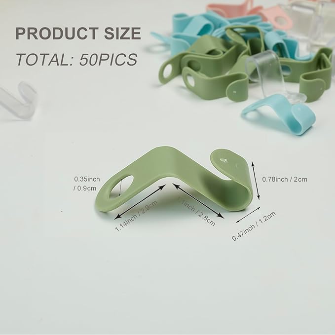 50 Pcs Closet Hanger Connector Hooks Space Saving Clothes Hanger Extenders for Wardrobe Organization Multi-Layer Cascading Hanger Hooks in Mixed Colors and Clear