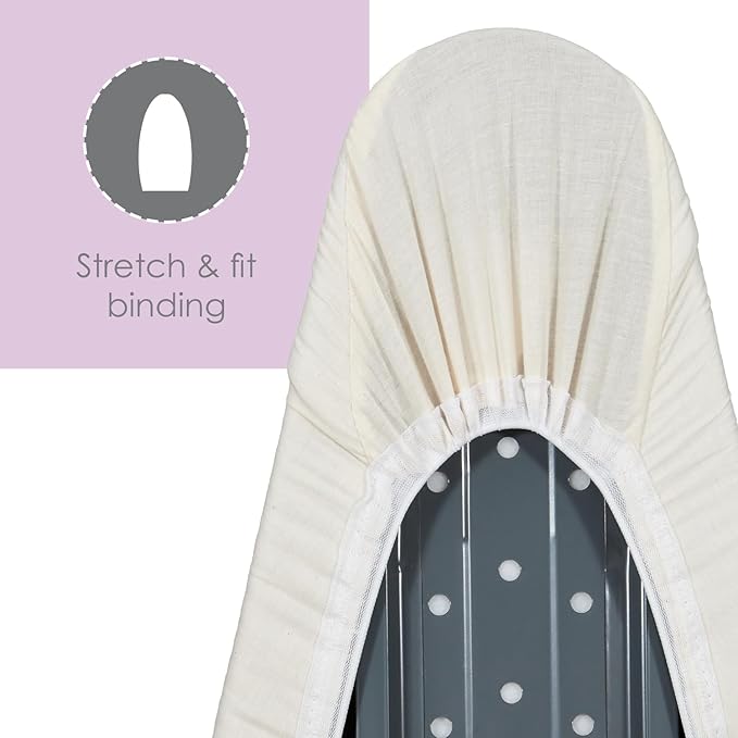 Ironing Board Cover and Pad (Khaki), 100% Cotton with Premium Polyester Padding by Seymour Home Products; Fits Full Size Board | Stain and Scorch Resistant; Elastic Edge | Laundry Accessories
