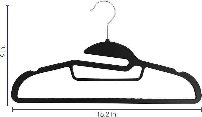 Elama Home 30 Piece Rubber Non Slip Hanger with U-Slide in Black, 30 Piece Set (ELH-30)