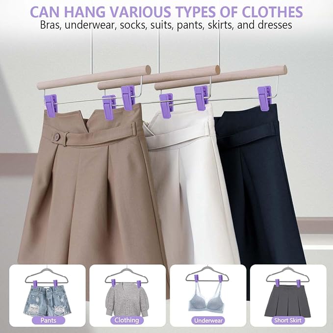 80 Pcs Plastic Baby Hanger Clips Slim-line Finger Clips Set for Clothes Hanger Velvet Hanger (Purple)