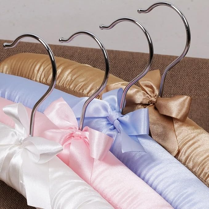 Padded Hangers for Women Clothing Satin Hangers Non Slip Padded Hanger for Sweaters Padded Clothes Hanger (10, Red)