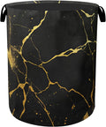 Black Marble Foldable Laundry Hamper - Waterproof Fabric Storage Basket with Handles, Clothes Hampers for Laundry,Bedroom,Dorm