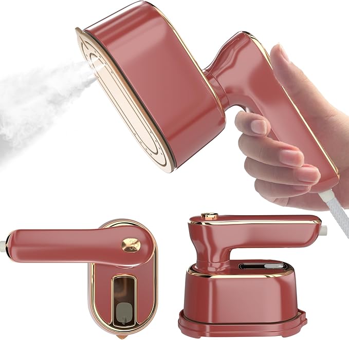 Travel Steamer Iron for Clothes Mini - Portable Ironing Machine Travel Small Size Portable Steamer Travel College Dorm Home Essentials (Winered)