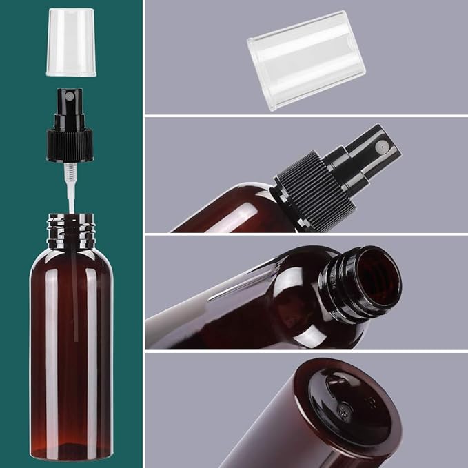 Fine Mist Spray Bottle 3.4oz/100ml Clear Travel Bottles Leak Proof for Makeup Cosmetic Containers (BROWN)