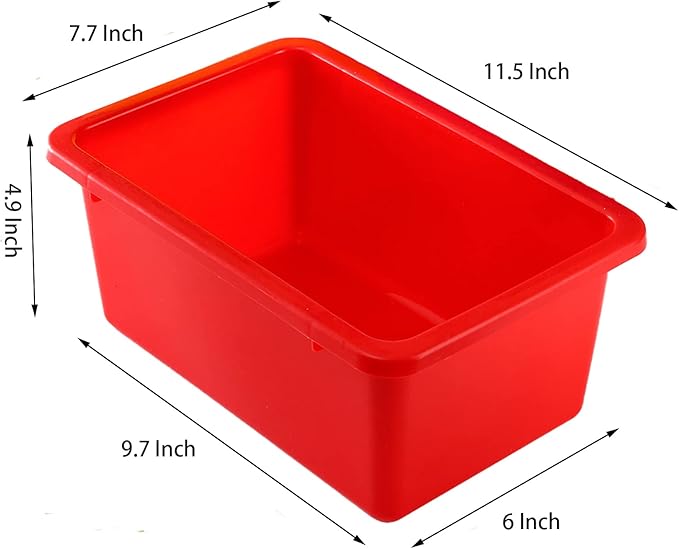 Nicunom 6 Pack Cubby Bin Storage Bins, Multi-Purpose Plastic Storage Bins Stackable Organizer Storage Cubbies for Home, Nursery, Playroom, Classroom