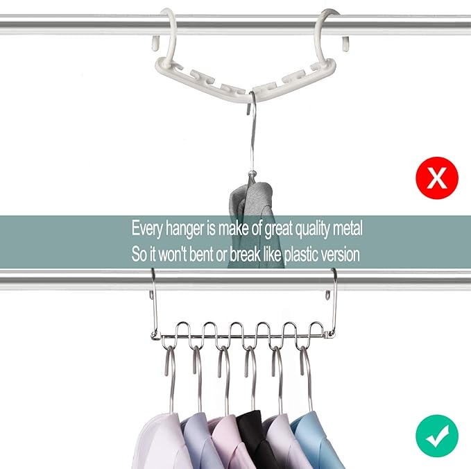 Meetu Magic Cloth Hanger Space Saving Hangers Metal Closet Organizer for Wardrobe Organization (Pack of 4)