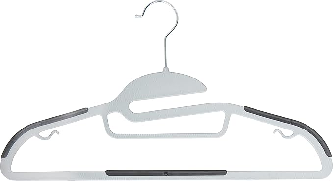 Simplify 24 Pack Ultimate Hanger | S-Shape Collar Saver | Ultra-Thin | Non-Slip | Accessory Bar | Belts | Scarves | Ties | Tank Top | Closet Organization | White