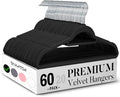 Smartor Black Velvet Hangers 60 Pack, Space Saving Clothes Hangers with Tie Bar, Non-Slip Felt Hanger with Shoulder Notches, Heavy Duty Suit Hanger for Coat, Shirt, Pants, Dress