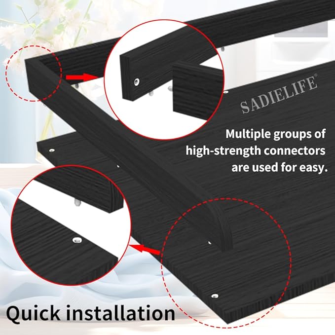 Washer Dryer Countertop Only, 27.5" x 27.5" Laundry Room Countertop for Folding, Washer and Dryer Countertop Single with Non-Slip Pads, Easy Install Washer and Dryer Topper with Edge Rails Black