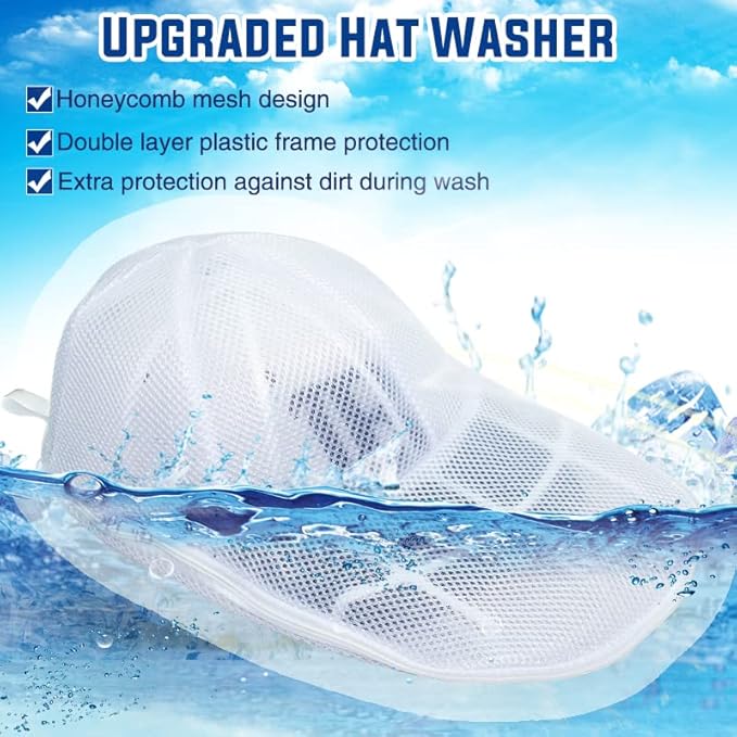 Hat Washer Cage for Washing Machine, Cap Washer with Mesh Bags Baseball Caps Cleaner/Cleaning Protector Cage