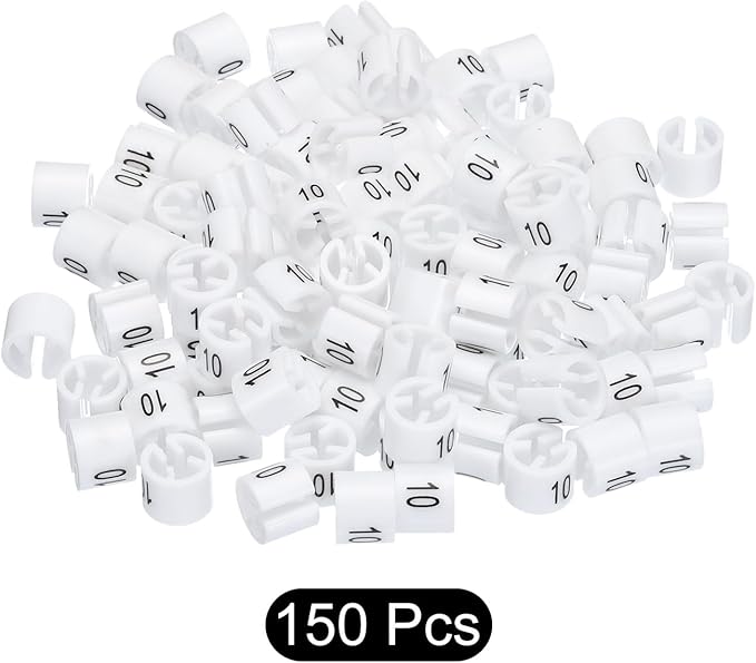 MECCANIXITY Clothes Hanger Marker Colored Hanger Sizer Garment Markers Tag (Number 10, White) for Garment Clothing Color Coding, Pack of 150 Pcs