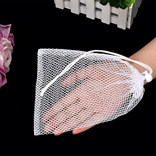 TecUnite 10 Pcs Mesh Laundry Bags with Drawstring Multicolor Mesh Sack Bag Nylon Gift Dishwasher Bag with Sliding for Storage Clothes Socks Jewelry Gifts Toys Fruit(5.5 x 7.5 Inch,White)