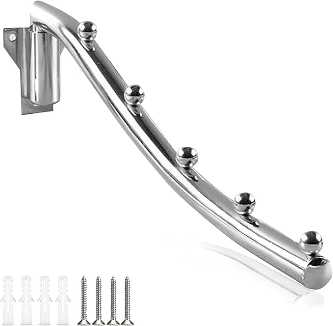 Wall Mount Clothes Hanger, Laundry Hanger Dryer Rack Foldable, Stainless Steel Wall Clothes Coat Hanger Rack Clothes Hook with Swing Arm Holder for Clothing Hanging System Closet Storage Organizer