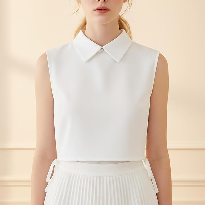 Women’s Detachable Dickey Collar, Fake Collar Half Shirts Faux Collars Half Shirt Blouse False Collars for Girls Favors (White)