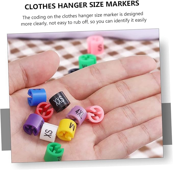 iplusmile Plastic Hanger Size Markers: 180pcs Clothes Garment Markers Assortment Kit, XXS - 4XL Color-Coding Clothing Coded Size Clips Round Small Sizes Tags for Wire Hangers