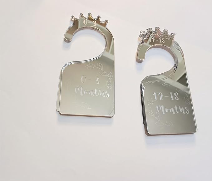 Baby Closet Dividers,Set of 7 Acrylic Mirror Baby Clothes Organizers for Wardrobe Closet Home Nursery from Newborn to 24 Months (Silver Mirror, Model 2)
