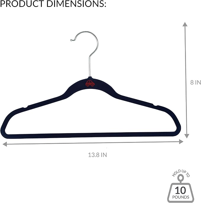 Simplify 25 Pack Kids Velvet Hangers | Slim | Non-Slip Design | Space Saving | Childrens Clothes | Shirts | Pants | Dresses | Baby Nursery | Closet Storage & Organization | Navy