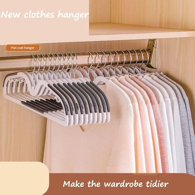 MAQI 10 Pack Short Neck Hangers, Heavy Duty Plastic, Non-Slip Pads, Space Saving, 360 Swivel Hook, Ideal for Coat, Dress (Gray)