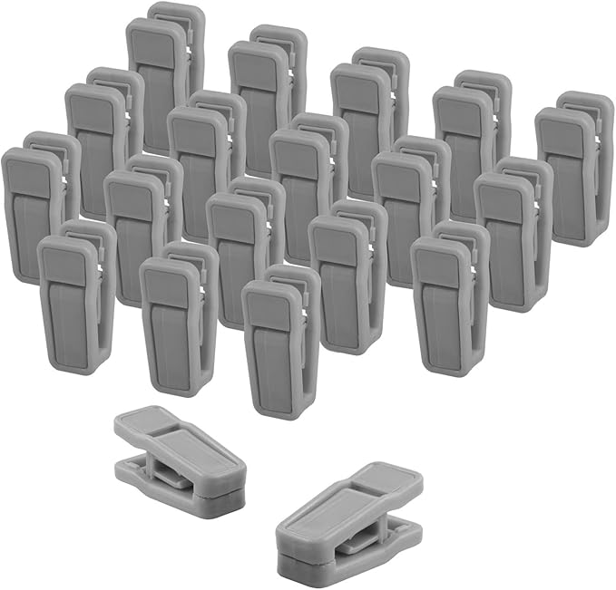 Premium Heavy Duty ABS Plastic Slim-line Hanger Set of Finger Clips for Velvet Hangers - 20 Pack (Gray)