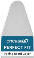 Encasa XO Ironing Board Cover and Pad 42"x14" - Thick 2mm Foam Padding, Drawstring Tightening & Lock, Heat Reflective, Scorch & Stain Resistant, Medium Ironing Board - Silver Premium