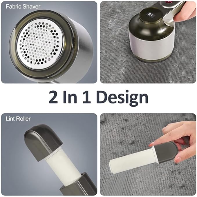 Fabric Shaver Rechargeable Electric Lint Remover Shaver Black Removing Fuzz and Pill From Clothes