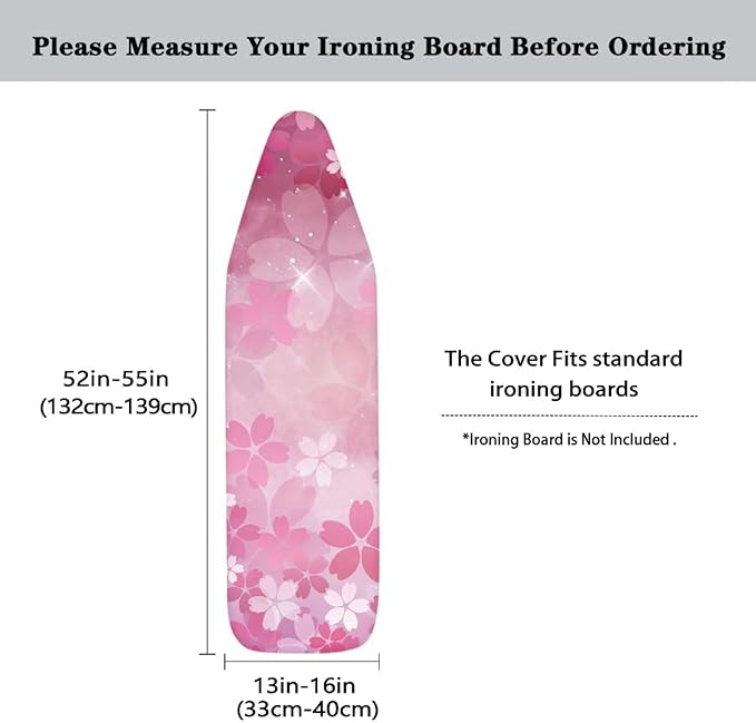 Pink Iron Board Cover Cherry Blossom Ironing Board Cover and Pad Soft Stain Resistant Modern Home Decorations Universal Size Fit 54x15 inch