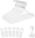 Tinfol Kids Velvet Hangers 30Pack, 14inch White Non-Slip Childrens Felt Hangers - Small Space Saving Clothes Hanger with 6pc Velvet Clips for Toddler' Clothes
