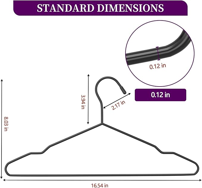 60Pack Metal Wire Hangers+5 Clothes Pins, 16.5" Wire Clothes Hangers for Standard Sized Shirt, Suits, Jackets, Skirts, Ultra Thin Space Saving, Bulk for Home and Commercial