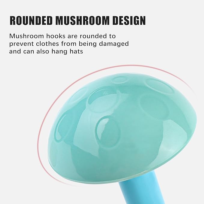 Mushroom Coat Rack, Metal Coat Tree Stand with 7 Hooks, Marble Base, 2 Adjustable Height Freestanding Coat Rack for Coats, Hats, Scarves and Handbags for Entryway, Hallway, Bedroom, Office, Blue