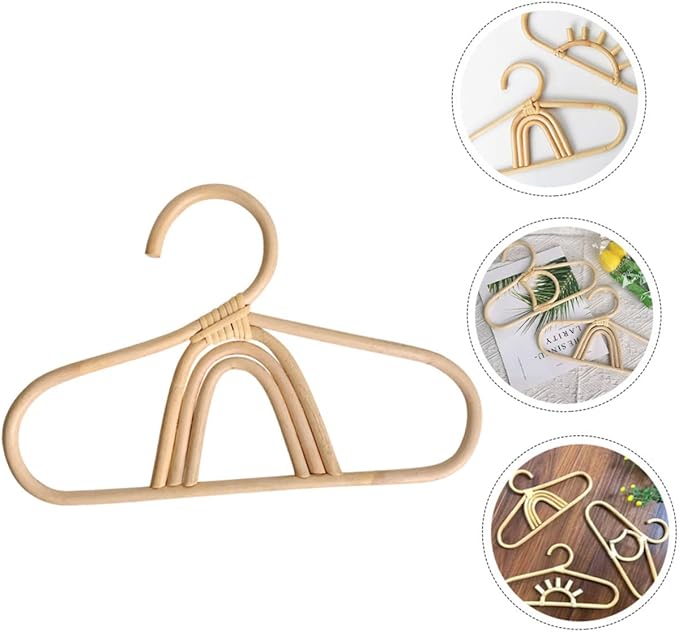 3pcs Rattan Clothes Hangers for Boy Girl Boy Girl Coat Hangers Compact Design for Nursery Organization for Closet Photoshoots