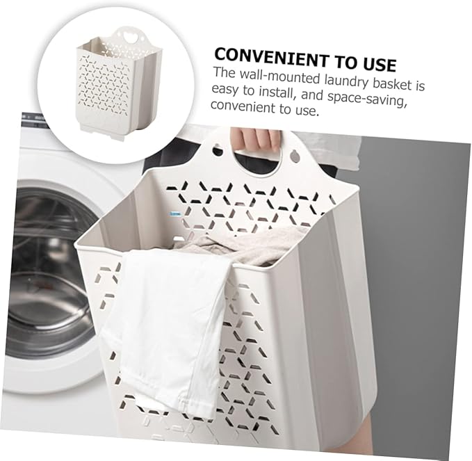 Alipis Foldable Plastic Laundry Hamper for Kids, White, 1 Set