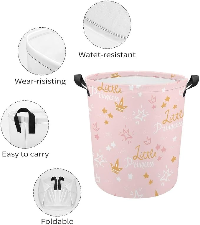 Pink Princess Laundry Basket Princess Room Decor Dirty Clothes Kids Laundry Hamper Girls Room Decor Girls Hamper
