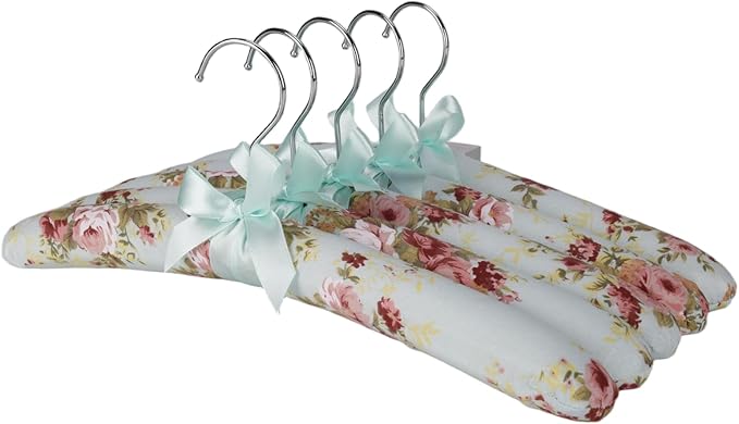Anti-slip Satin Padded Clothes Hangers with Rotatable Hooks No Shoulder Bump for Women Heavy Sweaters, Coats, Suits Satin Fabric Covered, Set of 10 (Light-Green)