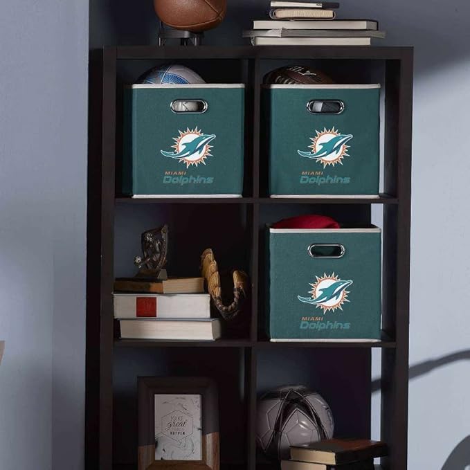 Franklin Sports NFL Storage Bins - Collapsible Cube Container + Basket - NFL Office, Bedroom + Living Room - 11"x11"