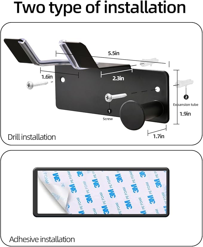 Hair Dryer Holder Wall Mounted,Self Adhesive SUS304 Blow Dryer Holder Stainless Steel Hair Dryer Stand Black,Banjekt