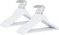 Amber Home 20 Pack 15" White Wooden Clothes Hangers for Woman, Teenager Clothing Hangers for Shirt Jacket, Solid Wood Dress Coat Hangers with Non Slip Pants Bar (White, 20)