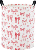 Baby Laundry Basket Baby Nursery Hamper Kids Laundry Basket Toy Storage Bin for Boys Room Decor Gift Baskets for Bedroom Bathroom(Heart Bowknot)