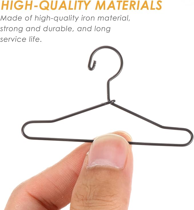 Wire Hangers Wire Hangers Mini Doll Dress Miniature Black Metal Doll Clothes for Shirts Gown Coat Dress Outfit 20pcs Coat Black