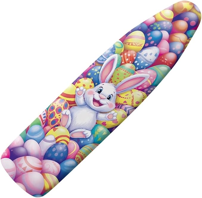 Easter Eggs and Rabbit Ironing Board Pad and Cover Durable Thick Ironing Board Cover Standard Size Iron Pad Durable Ironing Board Protector