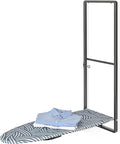 KINGBOARD Over Door Ironing Board, Hanging Ironing Board with Iron Holder, 36" X 12" Compact Fold Down Iron Board for Small Spaces, Removable Heat Resistant Cover, Blue
