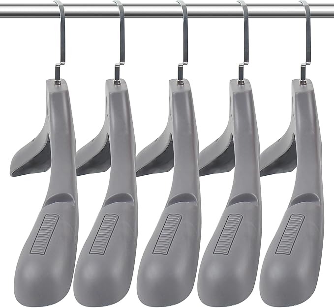 DEDU Suit Hangers for Men 20 Pack, Sweater Hangers No Shoulder Bump Non Slip Width 17.7", Plastic Clothes Hangers Grey with Metal Hook
