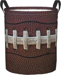 Dujiea American Football Themed Laundry Basket Round with Handle, Collapsible Foldable Canvas Storage Bin Dirty Clothes Bag for Laundry/Toys Organizer/College Dorm/Nursery/Decor(2 Sizes)