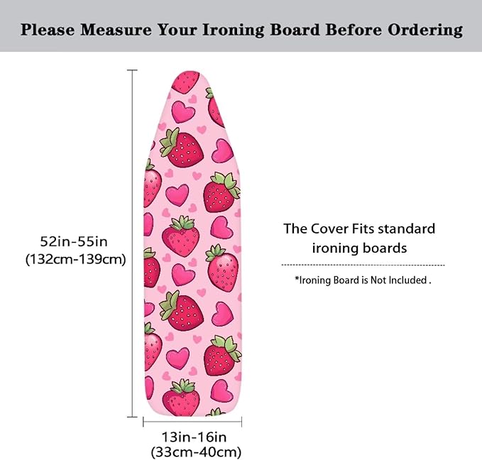 Strawberry Ironing Board Covers with Padding Love Heart Ironing Board Padded Cover Tabletop Iron Board Pad Ironing Board Cover Accessories Soft