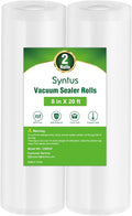 Syntus Vacuum Sealer Bags for food, 2 Pack 8" x 20' Commercial Grade Bag Rolls, Food Vac Bags for Storage, Meal Prep or Sous Vide