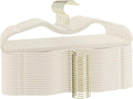 Velvet Short Neck Hangers - Heavy-Duty, Non-Slip Felt Surface, Space-Saving Design with Anti-Slip Grooves & Shoulder Shape, 360° Rotating Hooks, Durable for Coats, Shirt& Dresses (30, Beige B)