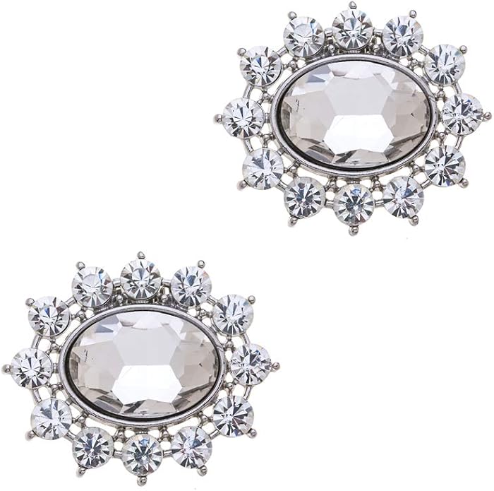 Ruihfas 2Pcs Sparkly Removable Oval Egg Shape Crystal Shoe Clips Accessories for Women Bride Wedding Prom Party Shoes Decoration