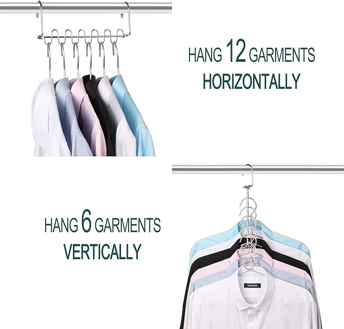 GEFTOL Metal Space Saving Hangers 12 Slots New Version Hanger Magic Cascading Hanger Closet Wardrobe Clothes Organizer(8 Pack)